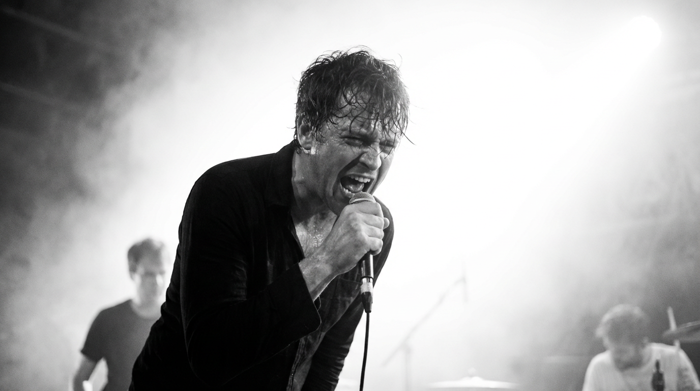 Crowd screaming in red light